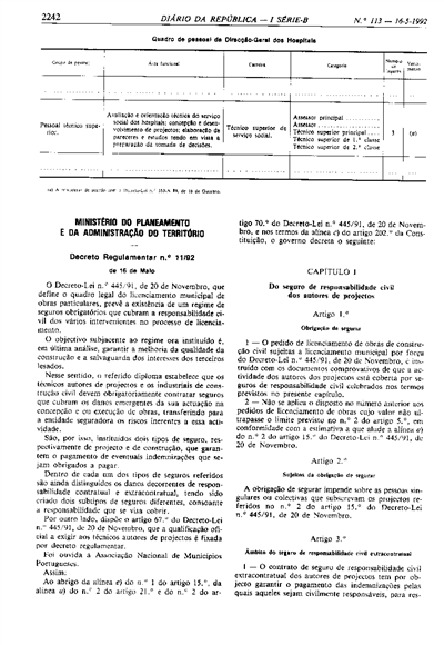 Decreto Regulamentar nº 11/92