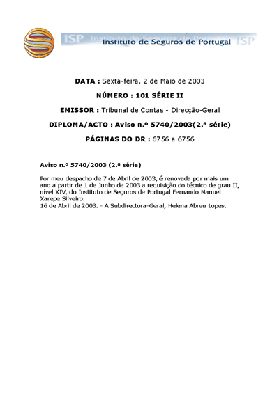 Aviso nº 5740/2003 (70 KB)