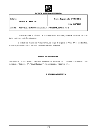 Norma nº 17/2003 (63 KB)