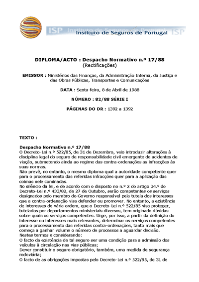 Desp. Norm. nº 17/88 (75 KB)